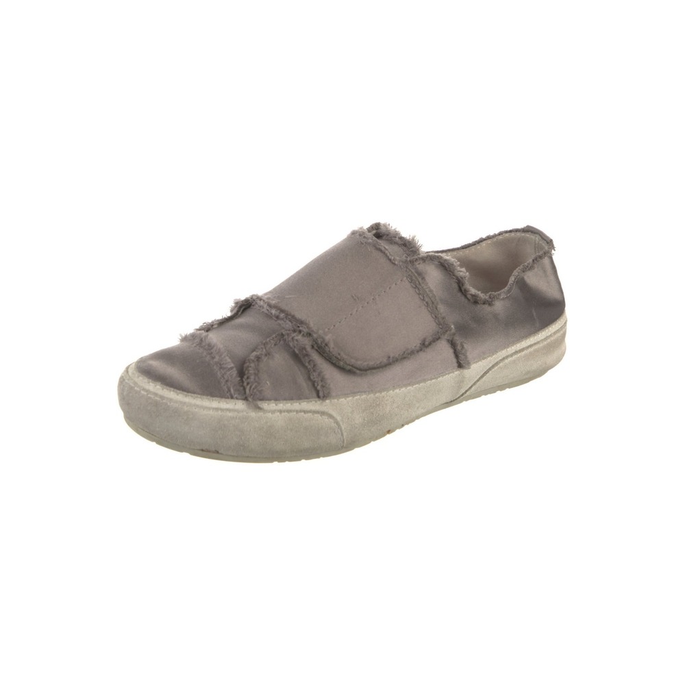 Pedro Garcia Espana Grey Satin Frayed Round Toe Velcro Closure Sneakers Sz 7 37‎